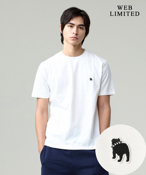 J.PRESS(ジェイプレス)の「着回し抜群【WEB限定 / 8色展開】バックブル Tシャツ(Tシャツ/カットソー・メンズ・パープル系/ネイビー系/オレンジ系/ホワイト系/サックスブルー系/グリーン系/ベージュ系/グレー系・MEDIUM/X-LARGE/LARGE)」の1枚目の写真