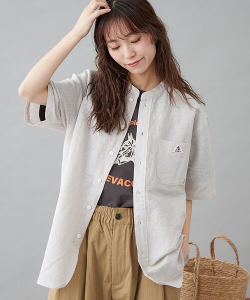 GEVACO（ゲバコ）の「【GEVACO】綿麻バンドカラーシャツ（シャツ/ブラウス・レディース・ブルー/ベージュ/ブラック・MEDIUM/LARGE）」の11枚目の写真