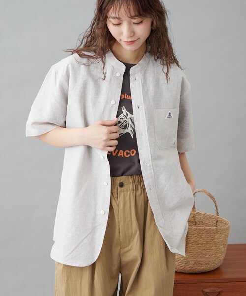 GEVACO（ゲバコ）の「【GEVACO】綿麻バンドカラーシャツ（シャツ/ブラウス・レディース・ブルー/ベージュ/ブラック・MEDIUM/LARGE）」の10枚目の写真