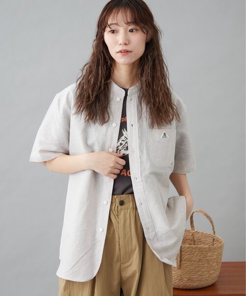 GEVACO（ゲバコ）の「【GEVACO】綿麻バンドカラーシャツ（シャツ/ブラウス・レディース・ブルー/ベージュ/ブラック・MEDIUM/LARGE）」の9枚目の写真