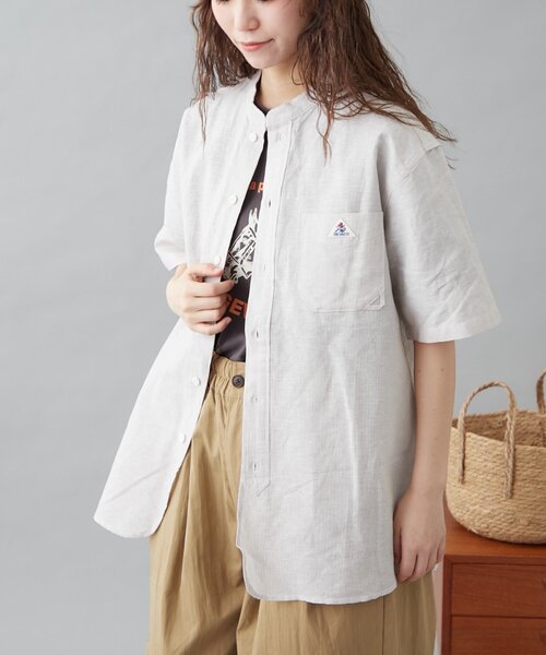 GEVACO（ゲバコ）の「【GEVACO】綿麻バンドカラーシャツ（シャツ/ブラウス・レディース・ブルー/ベージュ/ブラック・MEDIUM/LARGE）」の8枚目の写真