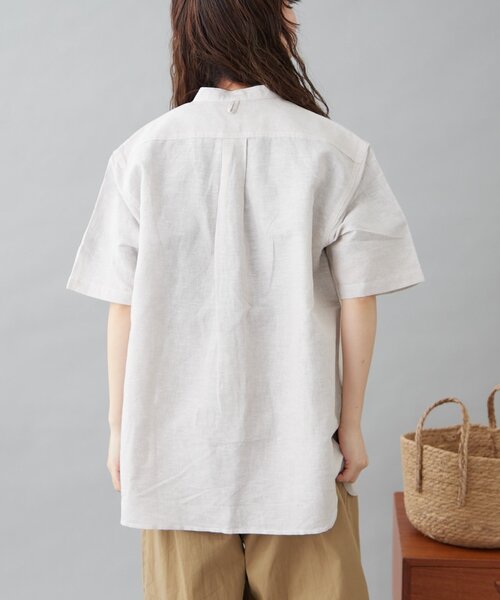 GEVACO（ゲバコ）の「【GEVACO】綿麻バンドカラーシャツ（シャツ/ブラウス・レディース・ブルー/ベージュ/ブラック・MEDIUM/LARGE）」の7枚目の写真