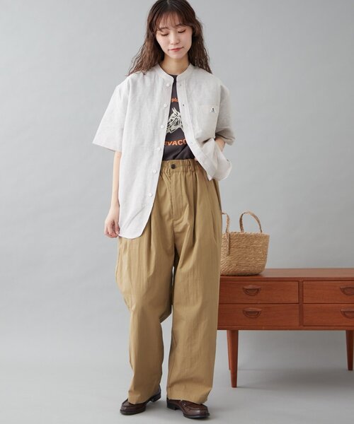 GEVACO（ゲバコ）の「【GEVACO】綿麻バンドカラーシャツ（シャツ/ブラウス・レディース・ブルー/ベージュ/ブラック・MEDIUM/LARGE）」の6枚目の写真