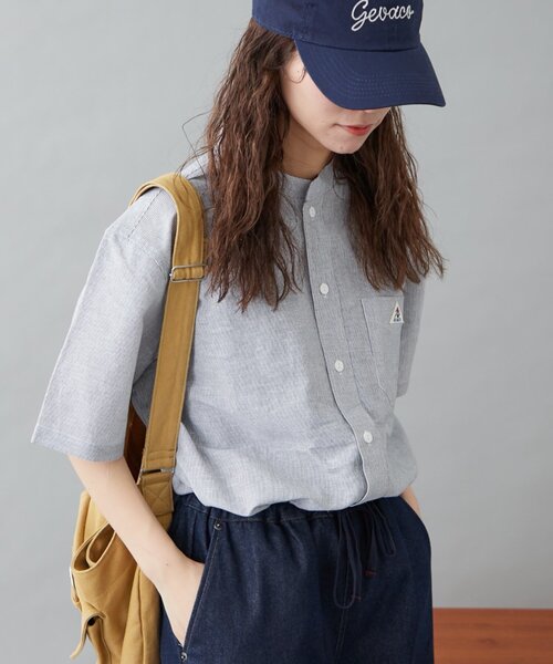 GEVACO（ゲバコ）の「【GEVACO】綿麻バンドカラーシャツ（シャツ/ブラウス・レディース・ブルー/ベージュ/ブラック・MEDIUM/LARGE）」の19枚目の写真