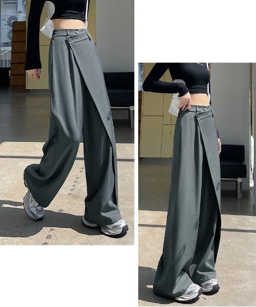 shoppinggo(ショッピングゴー)の「ワイドパンツ タック入り ロング丈(カーゴパンツ・レディース・グレー/ブラウン/ブラック・M)」の7枚目の写真