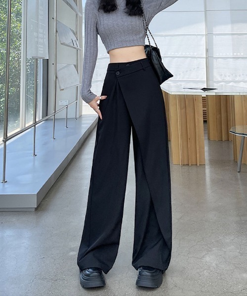 shoppinggo(ショッピングゴー)の「ワイドパンツ タック入り ロング丈(カーゴパンツ・レディース・グレー/ブラウン/ブラック・M)」の10枚目の写真