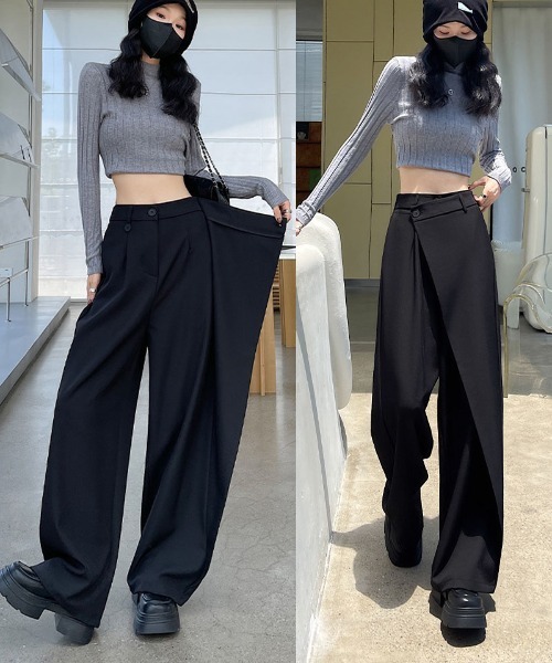 shoppinggo(ショッピングゴー)の「ワイドパンツ タック入り ロング丈(カーゴパンツ・レディース・グレー/ブラウン/ブラック・M)」の12枚目の写真