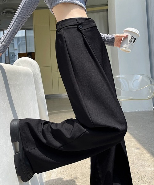 shoppinggo(ショッピングゴー)の「ワイドパンツ タック入り ロング丈(カーゴパンツ・レディース・グレー/ブラウン/ブラック・M)」の14枚目の写真