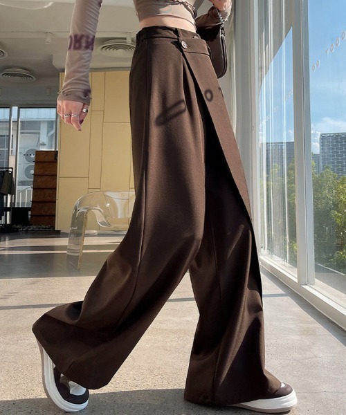 shoppinggo(ショッピングゴー)の「ワイドパンツ タック入り ロング丈(カーゴパンツ・レディース・グレー/ブラウン/ブラック・M)」の19枚目の写真