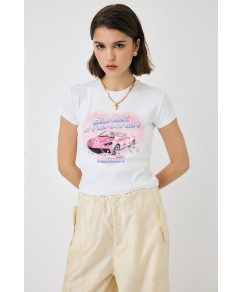 MOUSSY(マウジー)の「BEP GRAPHIC BABY Tシャツ(Tシャツ/カットソー・レディース・ホワイト/ブラック・FREE)」の1枚目の写真