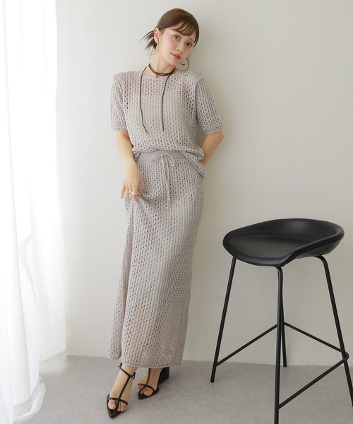 セール】mesh knit setup /メッシュ サマー ニット セットアップ