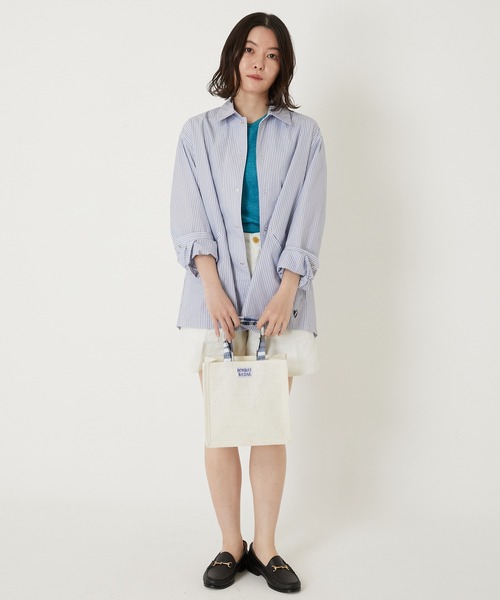 HOLLYWOOD RANCH MARKET(ハリウッドランチマーケット)の「BOMBAY BAZAR ジュートバッグ SMALL(トートバッグ・メンズ・ネイビー/ホワイト/レッド・ONE SIZE)」の8枚目の写真