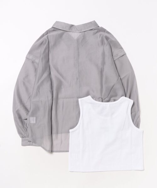 PINKHUNT(ピンクハント)の「PINKHUNT ピンクハント タンクトップ付き 3wayシアーシャツ 0692K(シャツ/ブラウス・キッズ・チャコールグレー/ホワイト・120cm/130cm/140cm/150cm/160cm)」の3枚目の写真