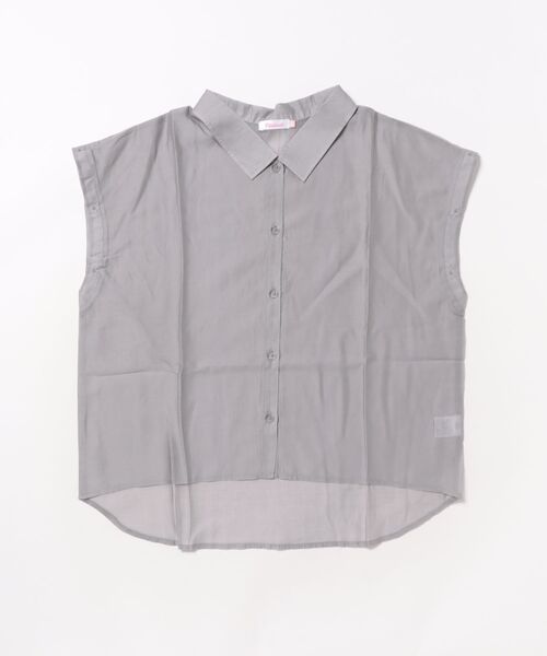 PINKHUNT(ピンクハント)の「PINKHUNT ピンクハント タンクトップ付き 3wayシアーシャツ 0692K(シャツ/ブラウス・キッズ・チャコールグレー/ホワイト・120cm/130cm/140cm/150cm/160cm)」の4枚目の写真