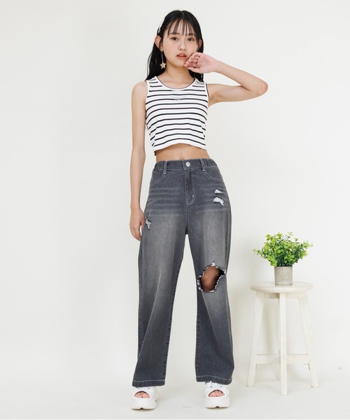 PINKHUNT(ピンクハント)の「PINKHUNT ピンクハント タンクトップ付き 3wayシアーシャツ 0692K(シャツ/ブラウス・キッズ・チャコールグレー/ホワイト・120cm/130cm/140cm/150cm/160cm)」の22枚目の写真