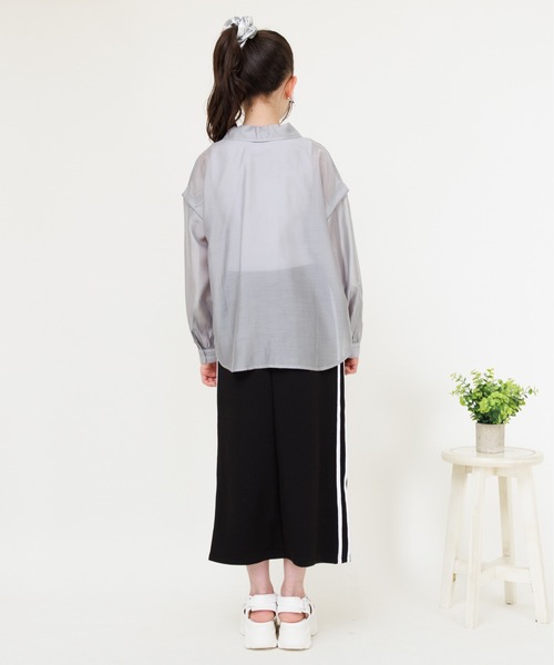 PINKHUNT(ピンクハント)の「PINKHUNT ピンクハント タンクトップ付き 3wayシアーシャツ 0692K(シャツ/ブラウス・キッズ・チャコールグレー/ホワイト・120cm/130cm/140cm/150cm/160cm)」の11枚目の写真