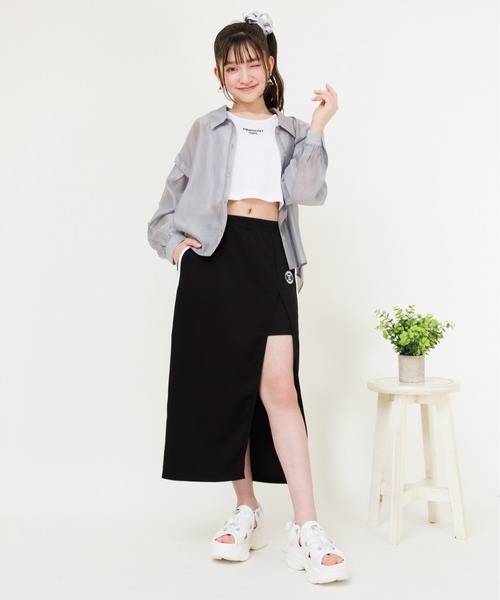 PINKHUNT(ピンクハント)の「PINKHUNT ピンクハント タンクトップ付き 3wayシアーシャツ 0692K(シャツ/ブラウス・キッズ・チャコールグレー/ホワイト・120cm/130cm/140cm/150cm/160cm)」の18枚目の写真