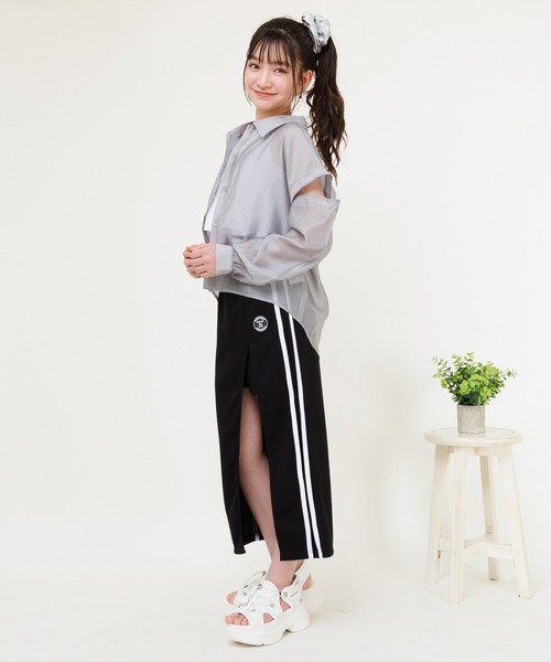 PINKHUNT(ピンクハント)の「PINKHUNT ピンクハント タンクトップ付き 3wayシアーシャツ 0692K(シャツ/ブラウス・キッズ・チャコールグレー/ホワイト・120cm/130cm/140cm/150cm/160cm)」の15枚目の写真
