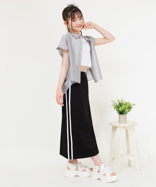 PINKHUNT(ピンクハント)の「PINKHUNT ピンクハント タンクトップ付き 3wayシアーシャツ 0692K(シャツ/ブラウス・キッズ・チャコールグレー/ホワイト・120cm/130cm/140cm/150cm/160cm)」の13枚目の写真