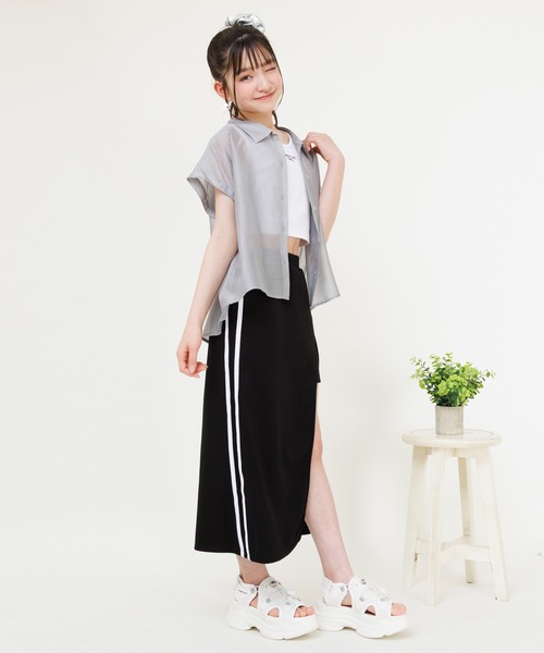 PINKHUNT(ピンクハント)の「PINKHUNT ピンクハント タンクトップ付き 3wayシアーシャツ 0692K(シャツ/ブラウス・キッズ・チャコールグレー/ホワイト・120cm/130cm/140cm/150cm/160cm)」の12枚目の写真