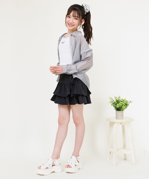 PINKHUNT(ピンクハント)の「PINKHUNT ピンクハント タンクトップ付き 3wayシアーシャツ 0692K(シャツ/ブラウス・キッズ・チャコールグレー/ホワイト・120cm/130cm/140cm/150cm/160cm)」の8枚目の写真