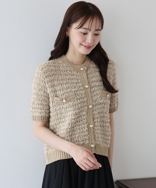 BLUEEAST（ブルーイースト）の「ファンシーヤーンカーディガン（カーディガン/ボレロ・レディース・ブラック/オフホワイト/モカ・MEDIUM）」の3枚目の写真