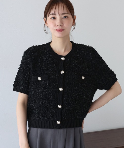 BLUEEAST（ブルーイースト）の「ファンシーヤーンカーディガン（カーディガン/ボレロ・レディース・ブラック/オフホワイト/モカ・MEDIUM）」の9枚目の写真