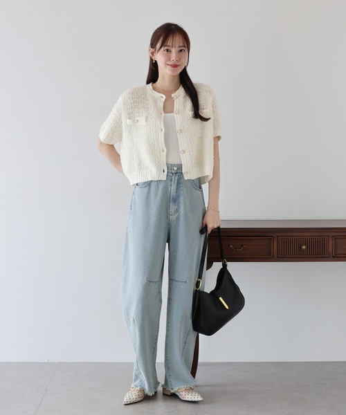 BLUEEAST（ブルーイースト）の「ファンシーヤーンカーディガン（カーディガン/ボレロ・レディース・ブラック/オフホワイト/モカ・MEDIUM）」の16枚目の写真