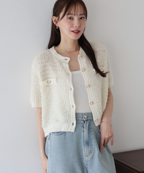 BLUEEAST（ブルーイースト）の「ファンシーヤーンカーディガン（カーディガン/ボレロ・レディース・ブラック/オフホワイト/モカ・MEDIUM）」の12枚目の写真