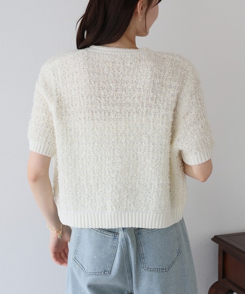 BLUEEAST（ブルーイースト）の「ファンシーヤーンカーディガン（カーディガン/ボレロ・レディース・ブラック/オフホワイト/モカ・MEDIUM）」の13枚目の写真