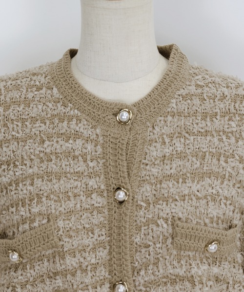 BLUEEAST（ブルーイースト）の「ファンシーヤーンカーディガン（カーディガン/ボレロ・レディース・ブラック/オフホワイト/モカ・MEDIUM）」の19枚目の写真