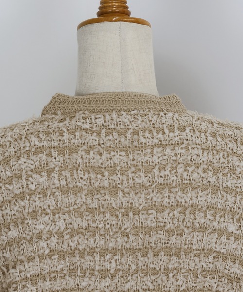 BLUEEAST（ブルーイースト）の「ファンシーヤーンカーディガン（カーディガン/ボレロ・レディース・ブラック/オフホワイト/モカ・MEDIUM）」の20枚目の写真