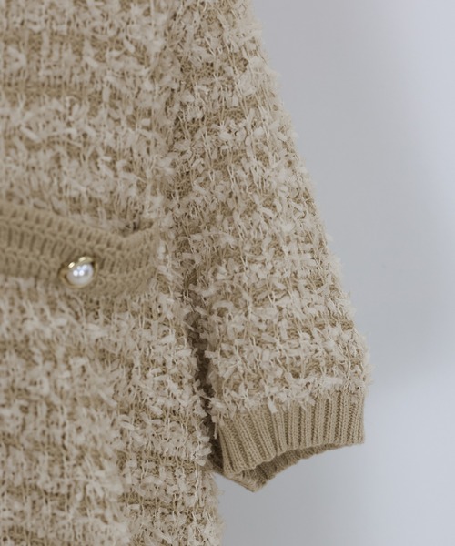 BLUEEAST（ブルーイースト）の「ファンシーヤーンカーディガン（カーディガン/ボレロ・レディース・ブラック/オフホワイト/モカ・MEDIUM）」の21枚目の写真