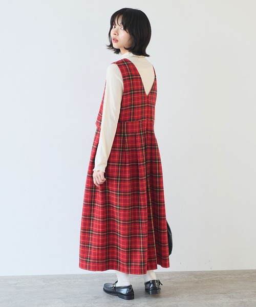 bulle de savon(ビュルデサボン)の「Recycle CHECK ジャンパースカート(ジャンパースカート・レディース・レッド・FREE)」の21枚目の写真