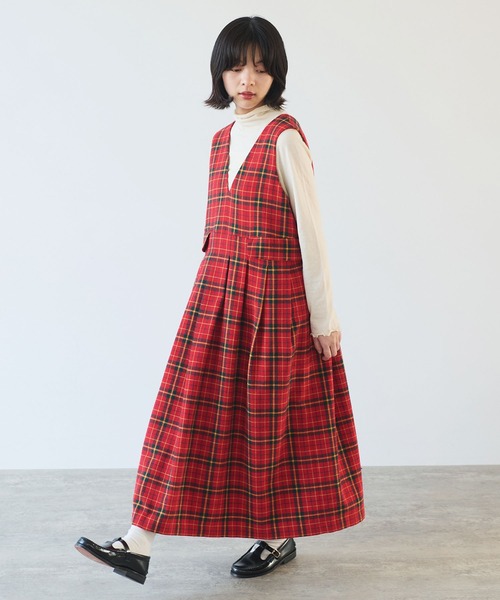 bulle de savon(ビュルデサボン)の「Recycle CHECK ジャンパースカート(ジャンパースカート・レディース・レッド・FREE)」の22枚目の写真