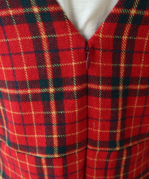 bulle de savon(ビュルデサボン)の「Recycle CHECK ジャンパースカート(ジャンパースカート・レディース・レッド・FREE)」の9枚目の写真