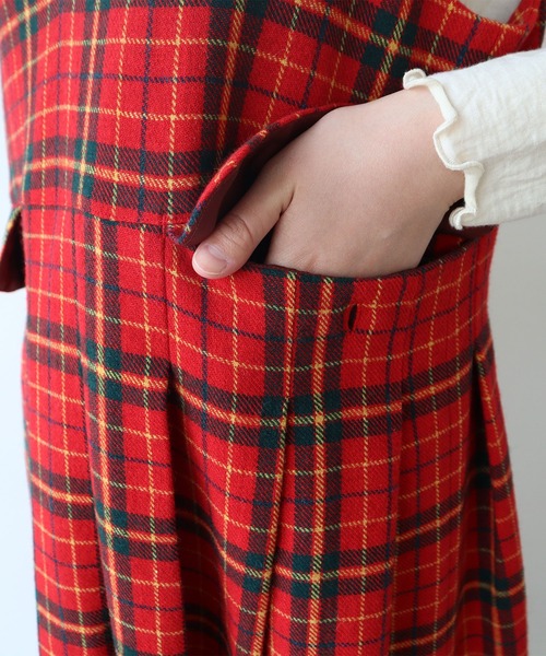 bulle de savon(ビュルデサボン)の「Recycle CHECK ジャンパースカート(ジャンパースカート・レディース・レッド・FREE)」の13枚目の写真