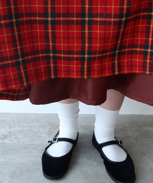 bulle de savon(ビュルデサボン)の「Recycle CHECK ジャンパースカート(ジャンパースカート・レディース・レッド・FREE)」の16枚目の写真