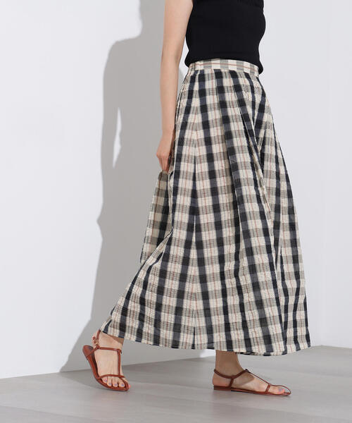 N.（N. Natural Beauty Basic）（エヌエヌナチュラルビューティーベーシック）の「シアーチェックフレアスカート（スカート・レディース・クリーム/ピンク・MEDIUM）」の15枚目の写真