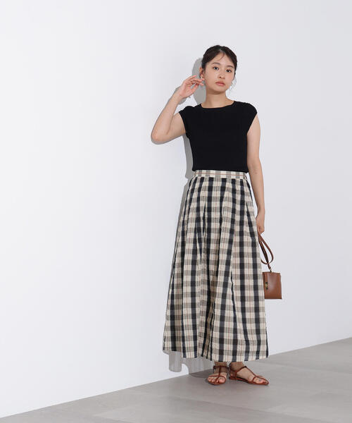 N.（N. Natural Beauty Basic）（エヌエヌナチュラルビューティーベーシック）の「シアーチェックフレアスカート（スカート・レディース・クリーム/ピンク・MEDIUM）」の18枚目の写真