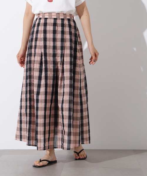 N.（N. Natural Beauty Basic）（エヌエヌナチュラルビューティーベーシック）の「シアーチェックフレアスカート（スカート・レディース・クリーム/ピンク・MEDIUM）」の3枚目の写真