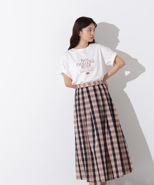 N.（N. Natural Beauty Basic）（エヌエヌナチュラルビューティーベーシック）の「シアーチェックフレアスカート（スカート・レディース・クリーム/ピンク・MEDIUM）」の5枚目の写真