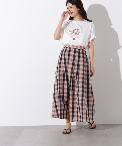 N.（N. Natural Beauty Basic）（エヌエヌナチュラルビューティーベーシック）の「シアーチェックフレアスカート（スカート・レディース・クリーム/ピンク・MEDIUM）」の9枚目の写真