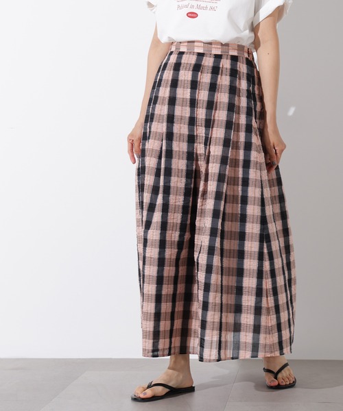N.（N. Natural Beauty Basic）（エヌエヌナチュラルビューティーベーシック）の「シアーチェックフレアスカート（スカート・レディース・クリーム/ピンク・MEDIUM）」の10枚目の写真