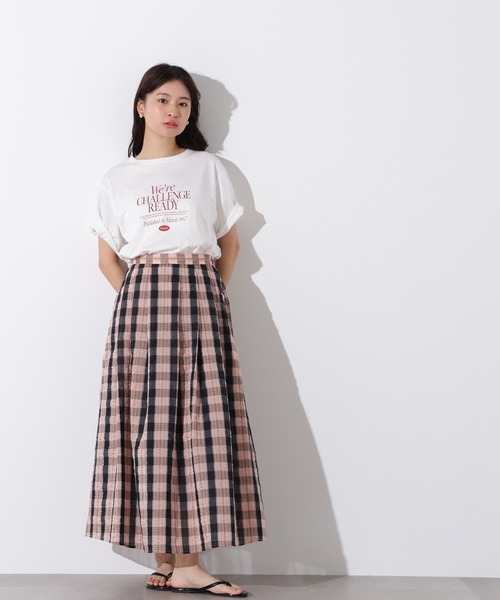 N.（N. Natural Beauty Basic）（エヌエヌナチュラルビューティーベーシック）の「シアーチェックフレアスカート（スカート・レディース・クリーム/ピンク・MEDIUM）」の11枚目の写真