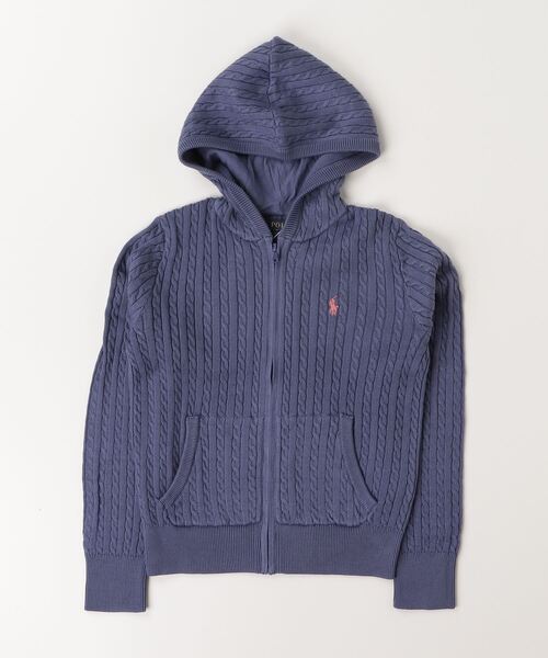 POLO RALPH LAUREN CHILDRENSWEAR（ポロ ラルフ ローレン チルドレンズウェア）の「ミニケーブル コットン フルジップ フーディ（パーカー・キッズ・ブルー・S/L/XL/M）」の2枚目の写真