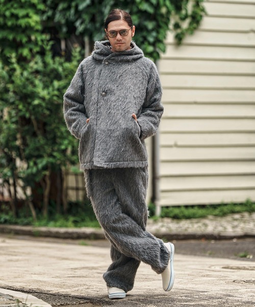 mj10835- Far Melton Poncho Like Jacket ポンチョ風ジャケット