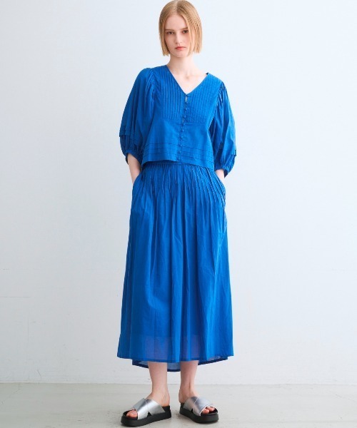 three dots(スリードッツ)の「コットンローン タックスカート(スカート・レディース・ブラック/チャコールグレー/ロイヤルブルー・SMALL/MEDIUM)」の10枚目の写真