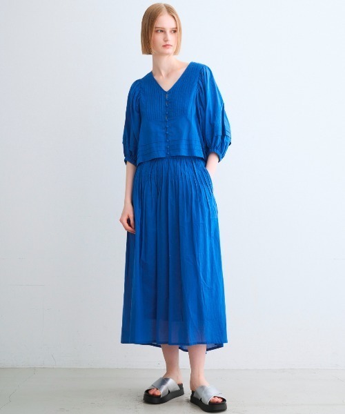 three dots(スリードッツ)の「コットンローン タックスカート(スカート・レディース・ブラック/チャコールグレー/ロイヤルブルー・SMALL/MEDIUM)」の11枚目の写真