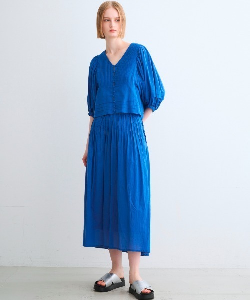 three dots(スリードッツ)の「コットンローン タックスカート(スカート・レディース・ブラック/チャコールグレー/ロイヤルブルー・SMALL/MEDIUM)」の12枚目の写真